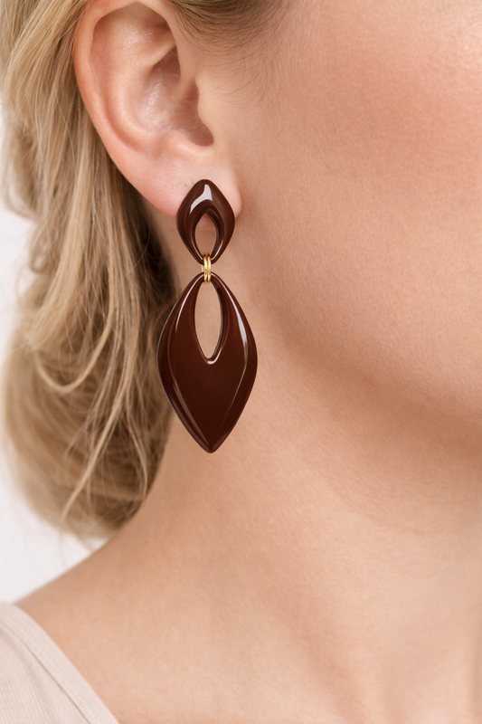 Boucles d’oreilles dorées AURORE marron – bijou femme
