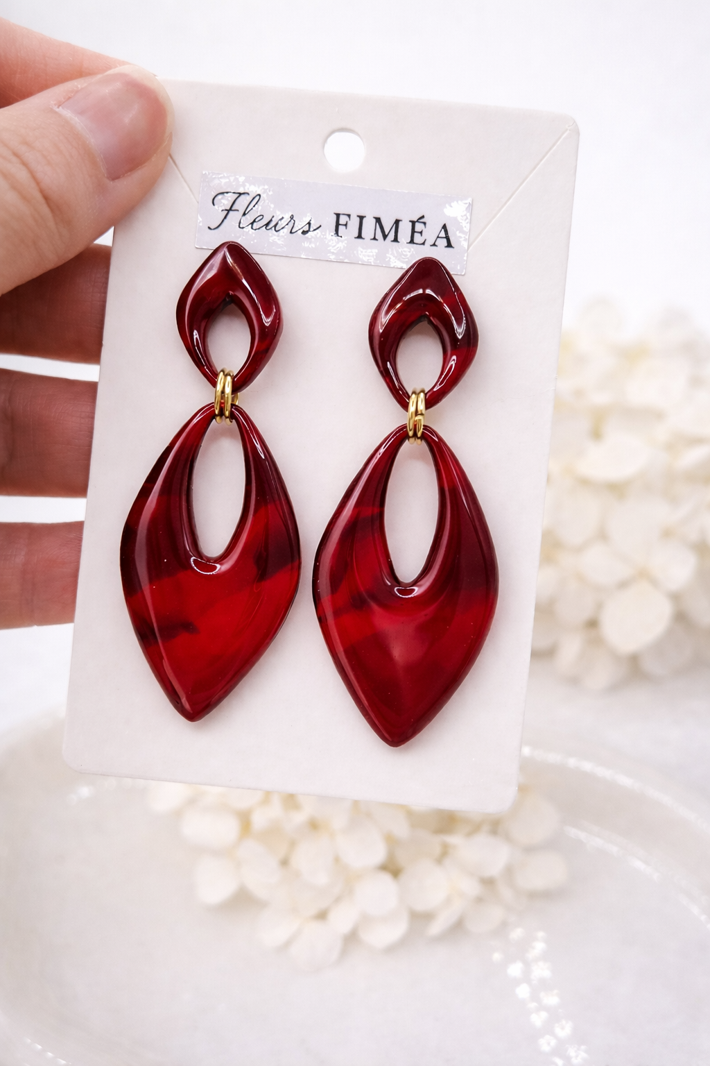 Boucles d’oreilles dorées AURORE RUBY – bijou femme