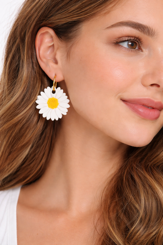 Pampilles marguerites – boucles d’oreilles interchangeables femme (vendues sans créoles)