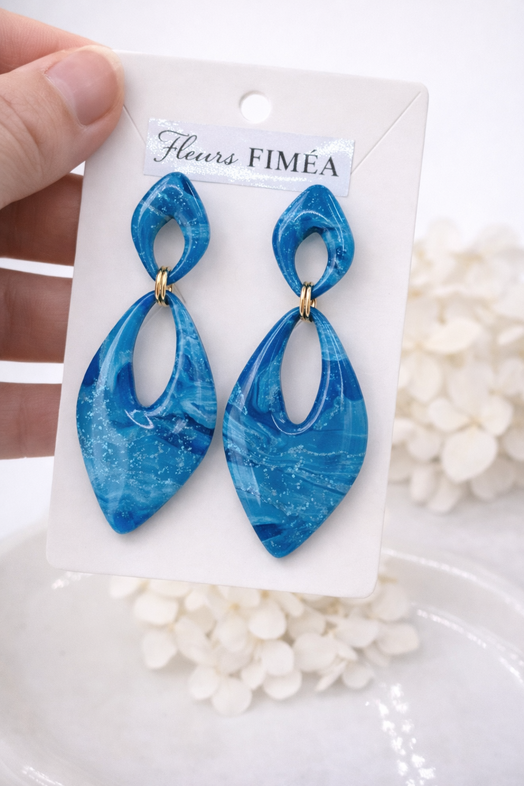Boucles d’oreilles dorées ou argentées AURORE AZUR – bijou femme