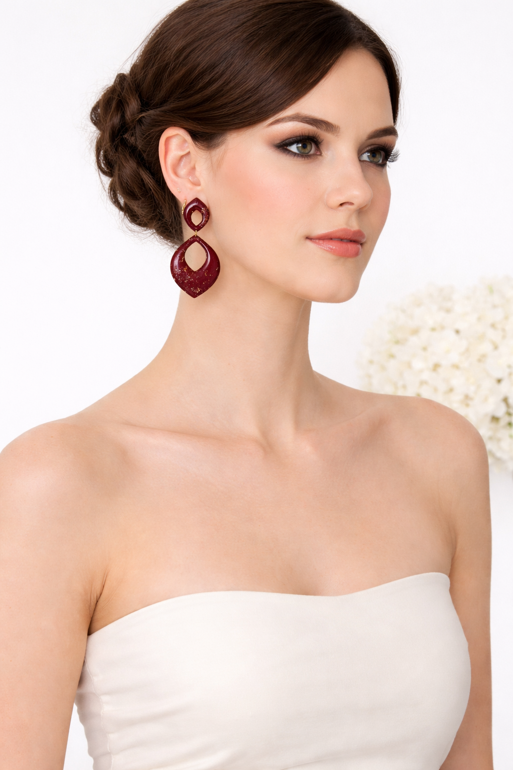 Boucles d’oreilles dorées ARÈS Grenat– bijou femme