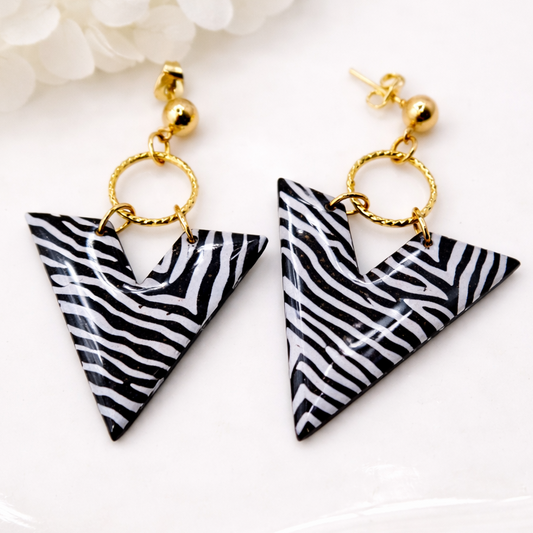 Boucles d’oreilles dorées TRIANA ZEBRA – bijou femme