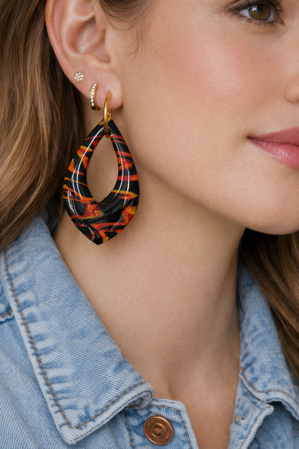 Boucles d’oreilles interchangeables ORIA graphiques  (vendues sans créoles)