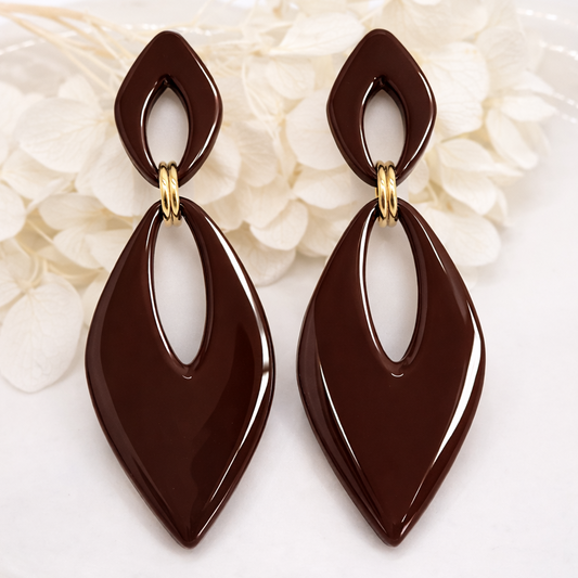 Boucles d’oreilles dorées AURORE marron – bijou femme