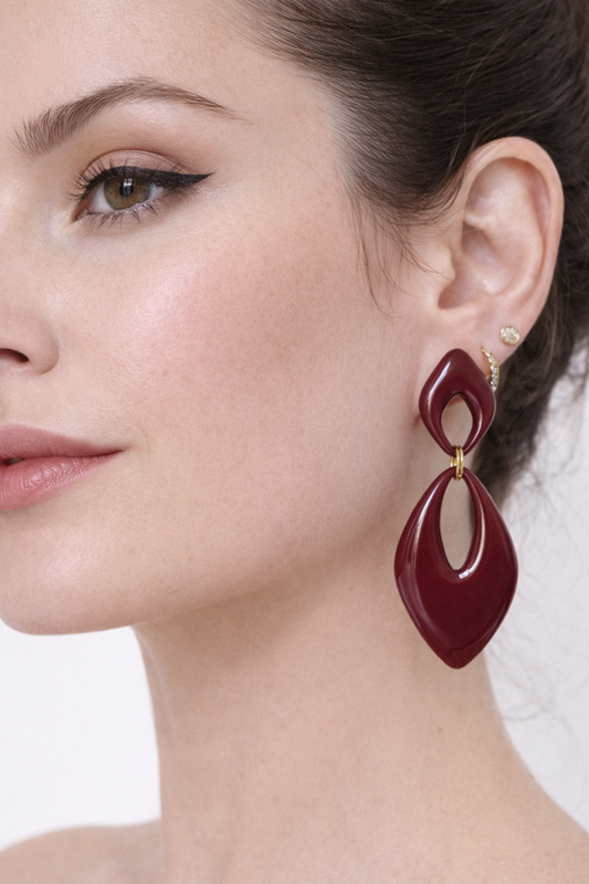 Boucles d’oreilles dorées AURORE BORDEAUX – bijou femme