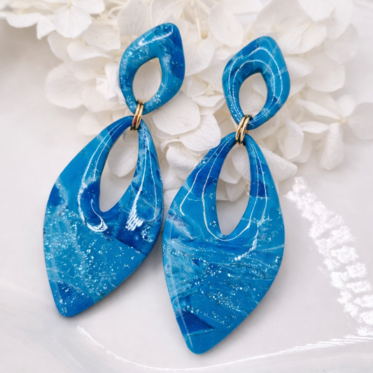 Boucles d’oreilles dorées ou argentées AURORE AZUR  – bijou femme