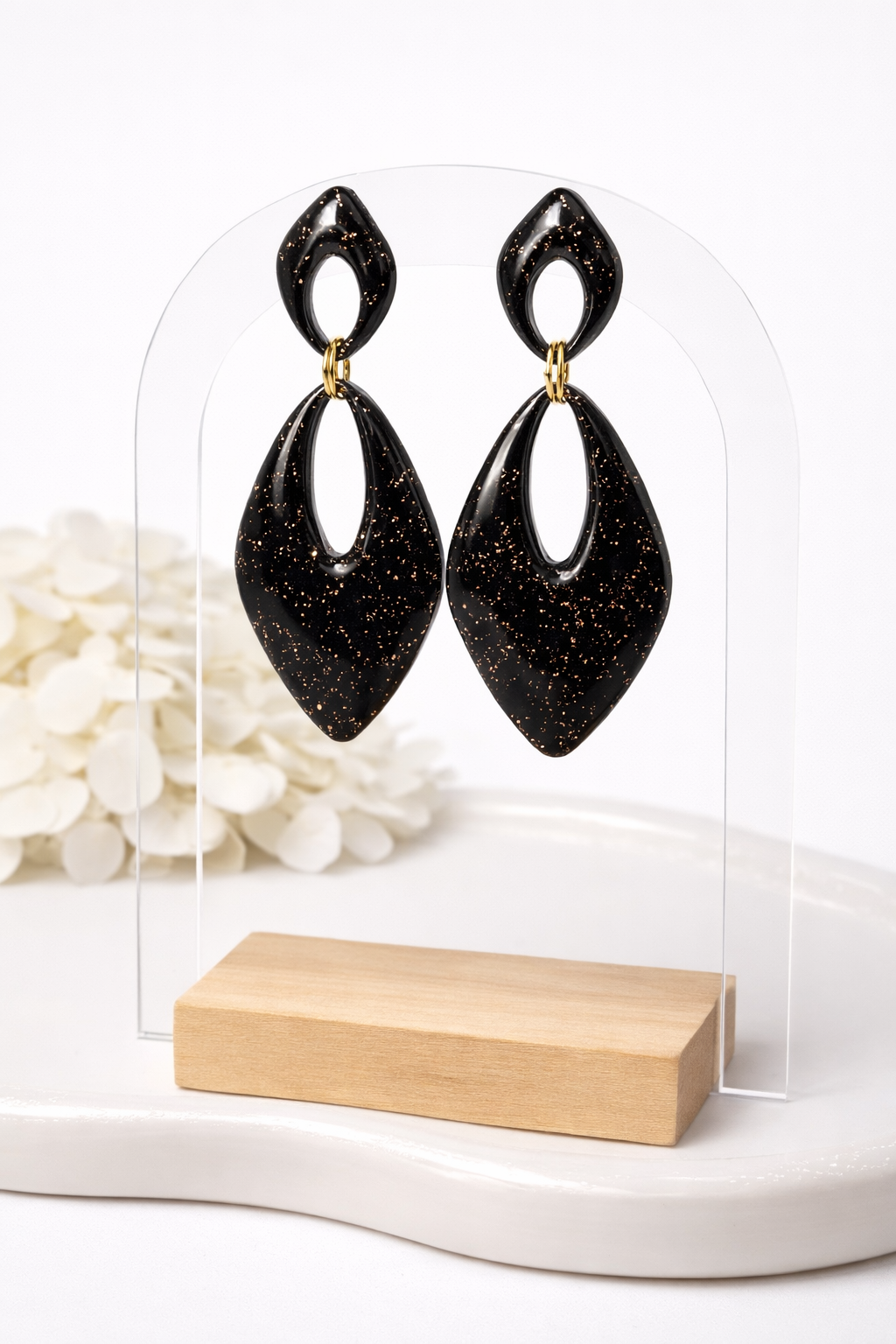 Boucles d’oreilles dorées paillettes champagne AURORE – bijou femme