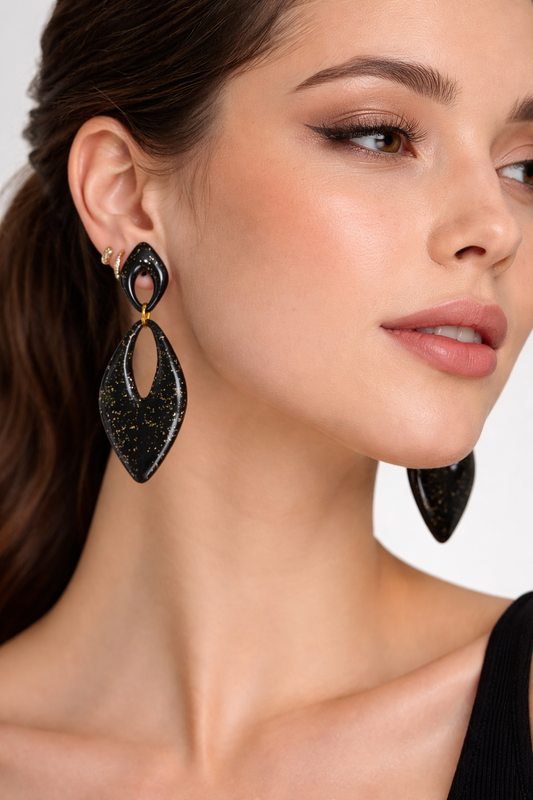 Boucles d’oreilles dorées paillettes champagne AURORE – bijou femme