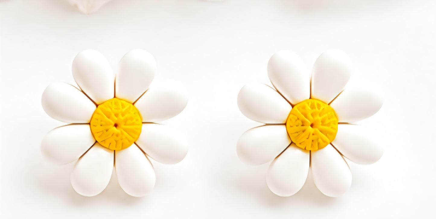 Boucles d’oreilles marguerites choix couleurs – puces florales élégantes en pâte polymère