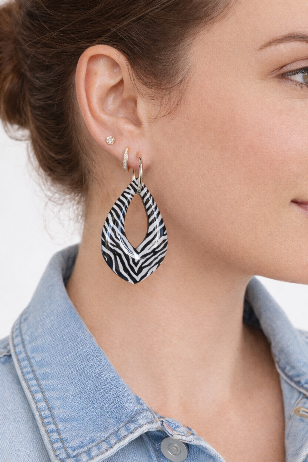 Boucles d’oreilles interchangeables ORIA zèbre (vendues sans créoles)