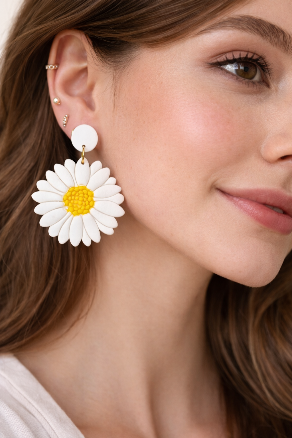 Boucles d’oreilles marguerite – bijou femme en acier inoxydable