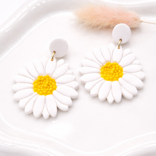 Boucles d’oreilles marguerite – bijou femme en acier inoxydable