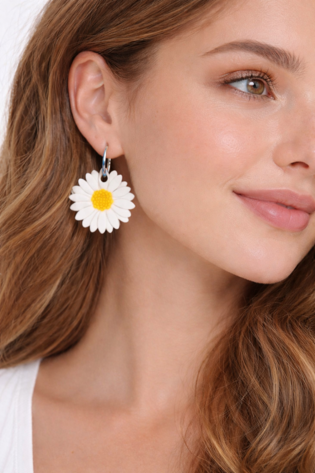 Pampilles marguerites – boucles d’oreilles interchangeables femme (vendues sans créoles)