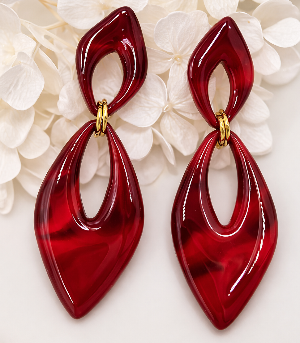 Boucles d’oreilles dorées AURORE RUBY – bijou femme