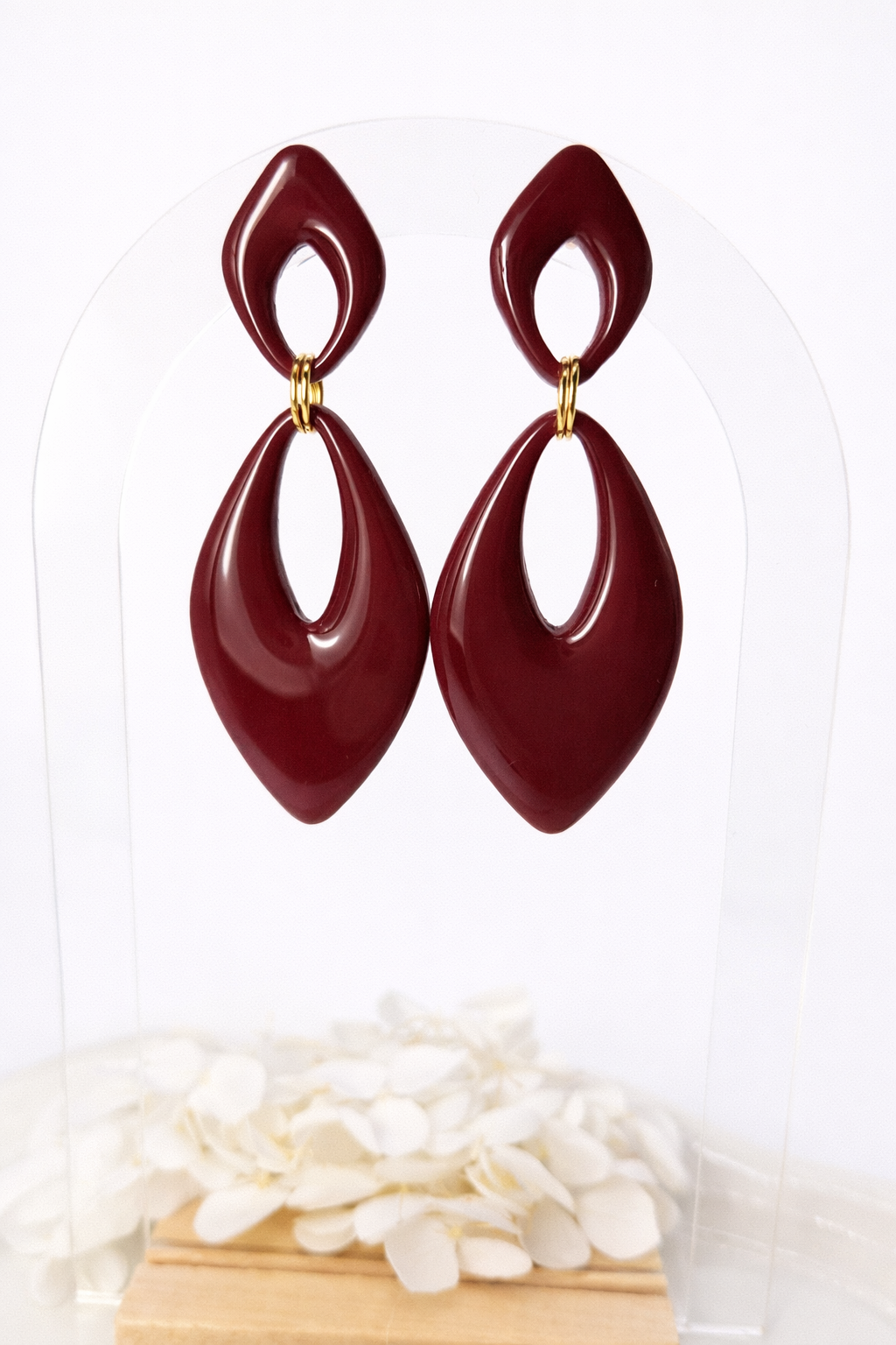 Boucles d’oreilles dorées AURORE BORDEAUX – bijou femme