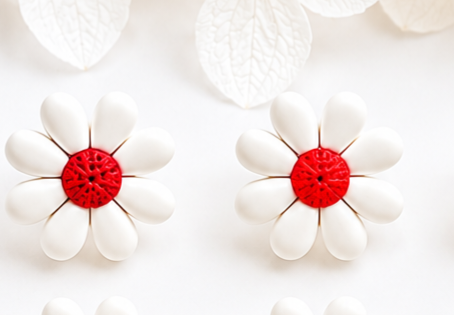 Boucles d’oreilles marguerites choix couleurs – puces florales élégantes en pâte polymère