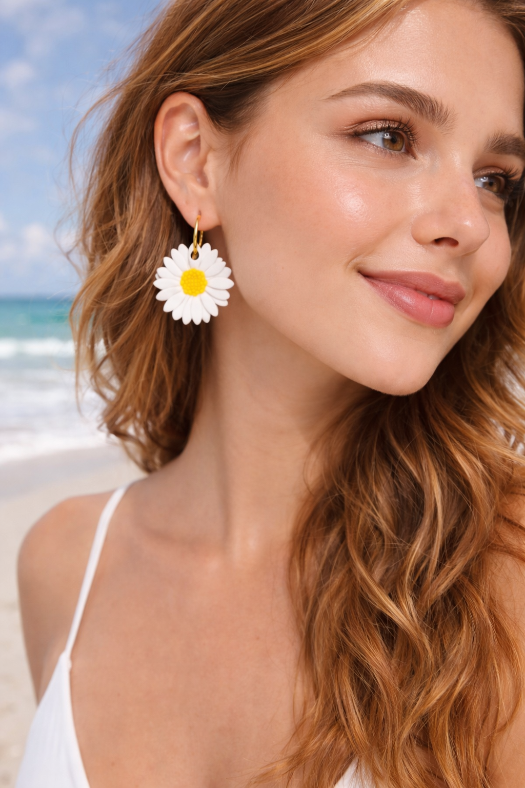 Pampilles marguerites – boucles d’oreilles interchangeables femme (vendues sans créoles)